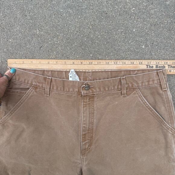 Y2K Carhartt B11 BRN Dungaree Fit 38x30 Brown Canvas Duck Work Pants Made in USA - Picture 4 of 7